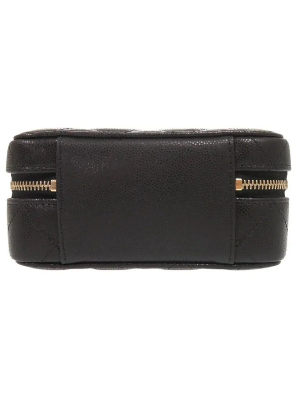 Chanel CC Logo Quilted Mini Camera Bag Caviar Leather Black Gold Chain